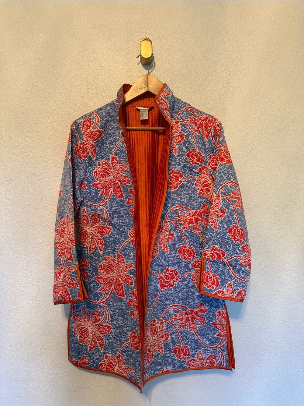 Perfect PATTY KIM Accessory Jacket: Light blue, white, red, orange cotton silk S